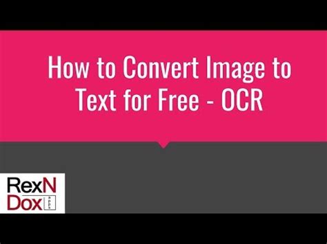 Want to ocr images and extract the text from the images for editing? How to Convert Image to Text for Free OCR - YouTube