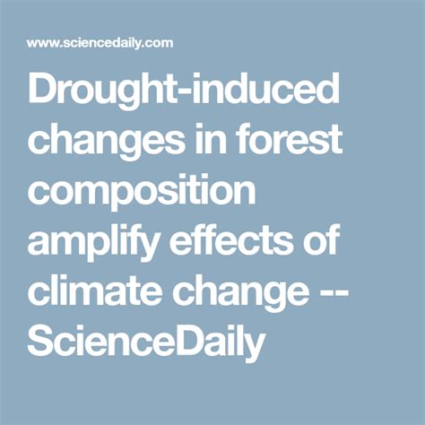 Drought Induced Changes In Forest Composition Amplify Effects Of