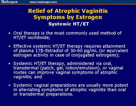 Atrophic Vaginitis And Estrogen Treatment