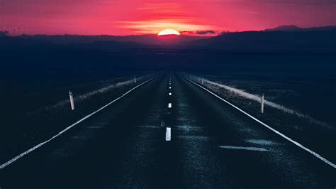 2560x1440 Long Alone Dark Road Sunset View 1440p Resolution Hd 4k