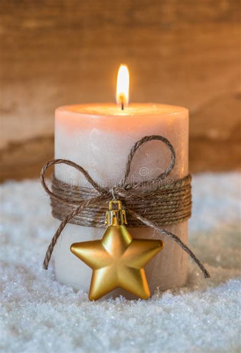 Christmas Candle On Snow Stock Photo Image Of Festive 102626944