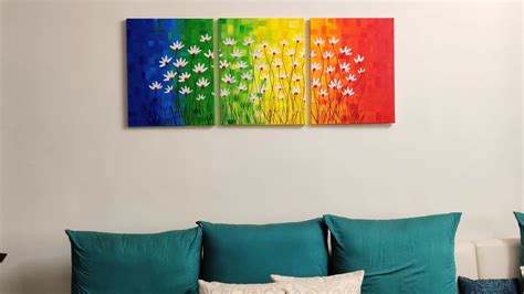 Easy Canvas Painting For Living Room Diy 3 Piece Acrylic Painting For