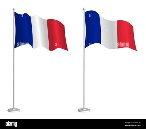 Flag Of French Republic On Flagpole Waving In The Wind Holiday Design