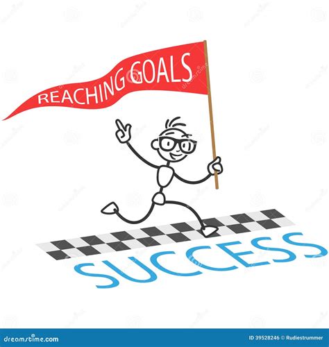 Vector Stick Man Reaching Goals Success Stock Vector Illustration Of