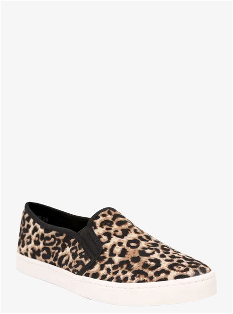 these sneaker style slip ons go wild with a trend right leopard print and a white cont