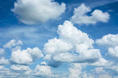 White Fluffy Clouds In The Blue Sky Stock Photo Containing Air And