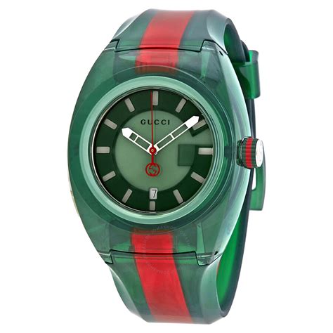 Gucci Sync Green Dial Mens Two Tone Rubber Watch Ya137113 731903409217
