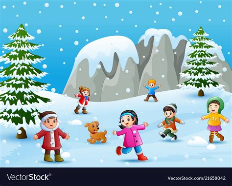 See more ideas about funny cartoons, skiing, political cartoons. Cartoon kids and dog playing in snow Royalty Free Vector