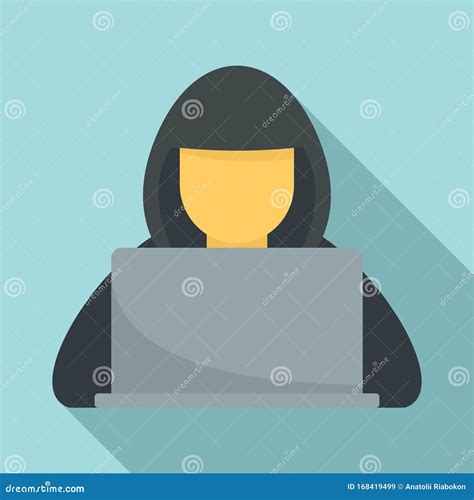 Hacker With Hood Icon Flat Style Stock Vector Illustration Of Data