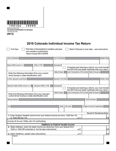 Form Dr0104 Download Fillable Pdf Or Fill Online Colorado Individual