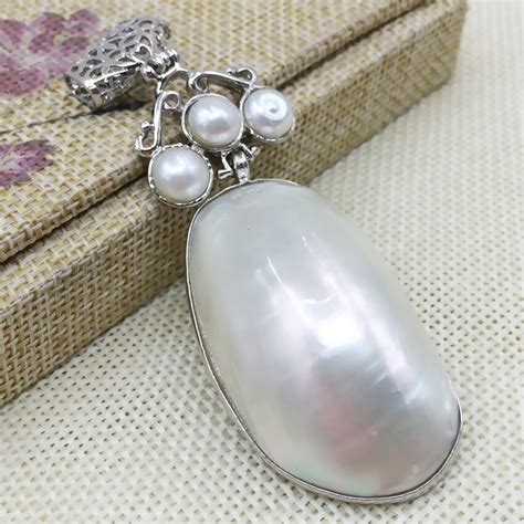 Australia Natural White Mother Shell Approx Oval Shape Pendant Classical Diy Necklace Large