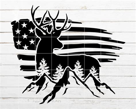 Distressed American Flag Deer Logo Svg File American Flag Svg Cut