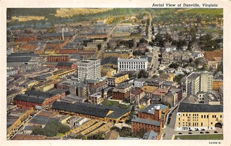 Danville Virginia Aerial View Of Town Vintage Pc Dd7259 Ebay