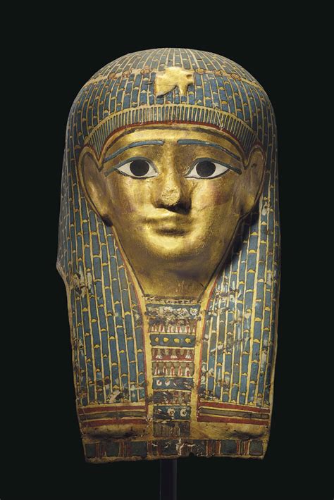 An Egyptian Gilt Cartonnage Mummy Mask Late Ptolemaic Period To Early Roman Period Circa 50 B