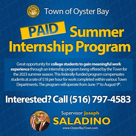 Town Of Oyster Bay Announces Paid Internship Opportunities For College