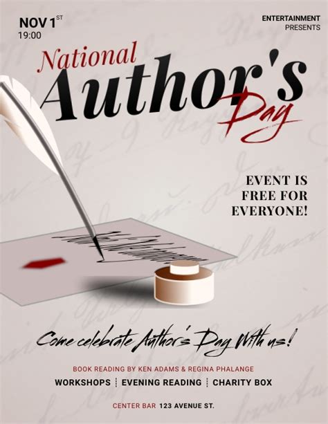 National Authors Day Flyer Template Postermywall