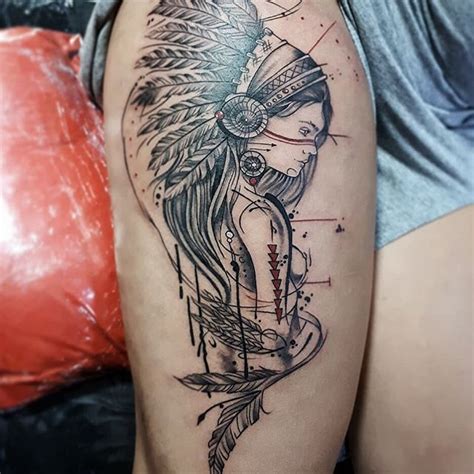Aprenda com o mapa de dor o lugar ideal para se fazer uma tatuagem femininas. Tatuagem Femininas de Índio Índia Indígena | TattooMenu