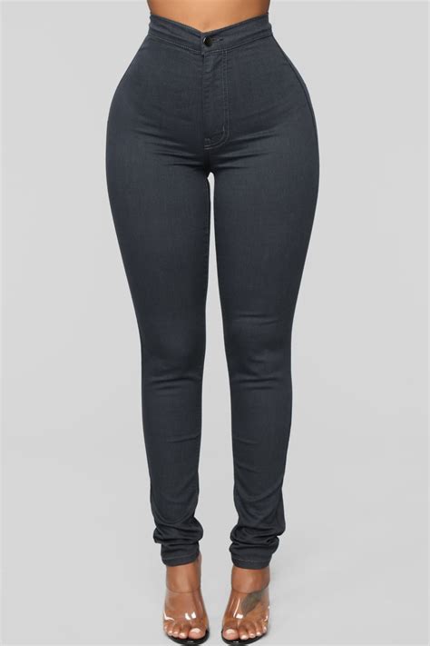 Super High Waist Denim Skinnies Charcoal Jeans Fashion Nova