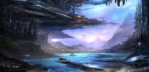 Future The Sky Mountains Rivers Trees Science Fiction Fantasy