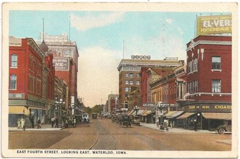 East Fourth Street Looking East In Waterloo Ia Postcard 1924 Ebay