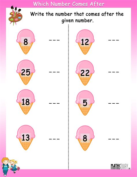 I uploaded this worksheet on esl printables, so you ca. Numbers that comes after - Math Worksheets - MathsDiary.com