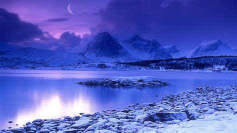 Winter Norwegian Landscape At Sunset Hd Wallpaper Hintergrund