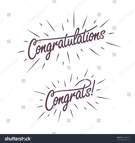Congratulations Hand Lettering Illustration Calligraphic Greeting Stock