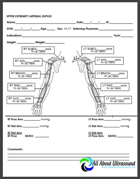 Upper Extremity Venous Ultrasound Worksheets