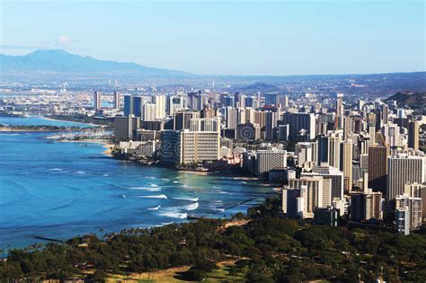 View Of Waikiki Beach And Honolulu Stock Photo Image Of Oahu Capital