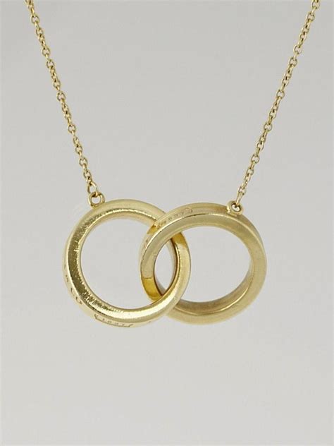 Tiffany Co K Gold Interlocking Circles Pendant Necklace