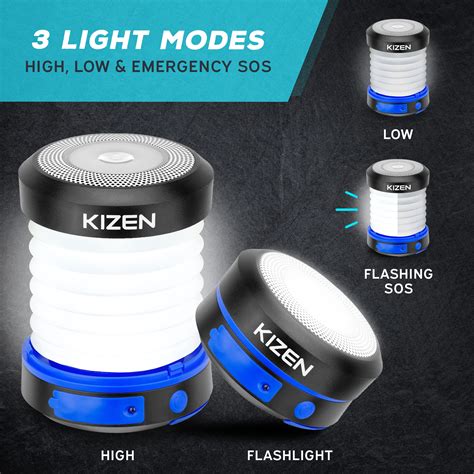 Kizen Collapsible Led Solar Lantern Rechargeable Usb And Solar Powered