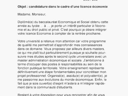Certains candidats sont exemptés de frais. Lettre De Motivation Campus France Licence Economie