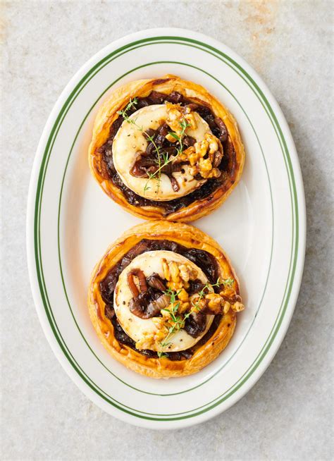 Goats Cheese Sticky Walnut And Caramelised Onion Tarts Dish Magazine