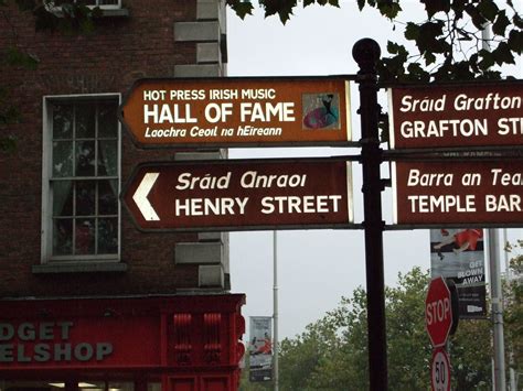Bilingual Englishirish Street Name Sign Dublin Ireland