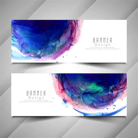 Premium Vector Abstract Colorful Watercolor Banners Set