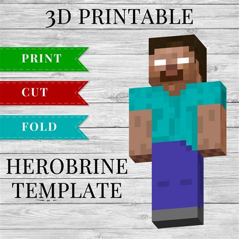 Minecraft Herobrine 3d Printable Minecraft Herobrine Papercraft Template