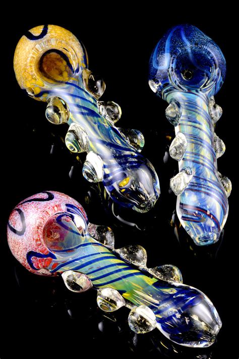 Thick Silver Fumed Frit Glass Pipe P1281 Wholesale Hand Pipes In Bulk