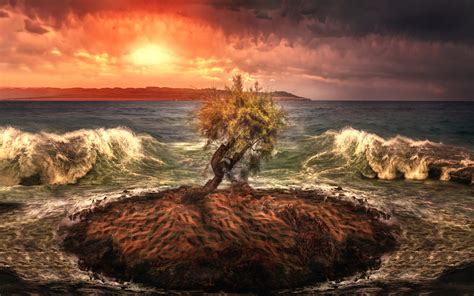 Nature Landscape Sea Waves Coast Photo Manipulation