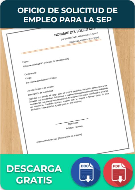 Oficio De Solicitud De Empleo Para La Sep Ejemplos Y Formatos Excel