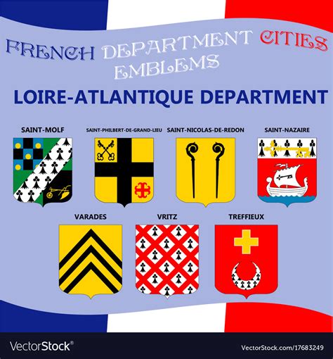 Flags And Emblems Of French Department Cities Vector Image