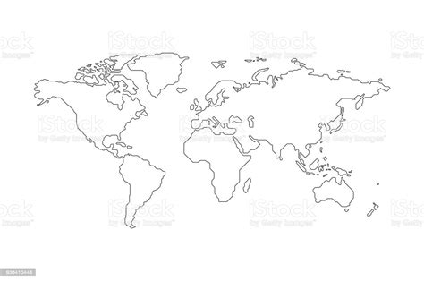 Weltkarte wanduhr wohnzimmer uhr designuhr römischen ziffern dekouhr schwarz. Black Outlined World Map Stock Illustration - Download ...