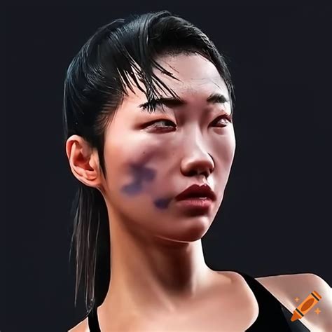 Asian Female Fighter With A Stunned Expression On Craiyon