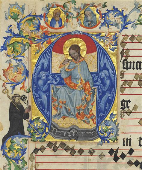 Christ In Majesty Historiated Initial A On A Bifolium From An