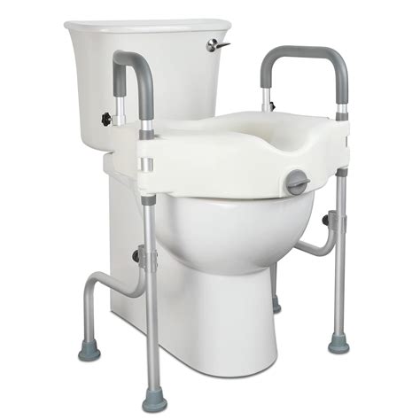 Buy Raised Toilet Seat Elevated Toilet Riser With Height Adjustable Legs Padded With Armrests