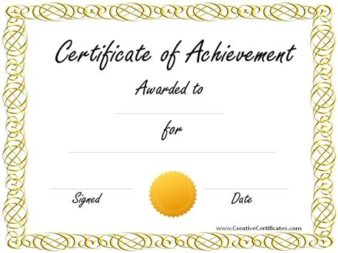 Certificate Of Achievement Certificates Templates Free