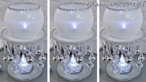 Dollar Tree Diy Glam Icy Candle Holder Christmas Centerpiece Bling