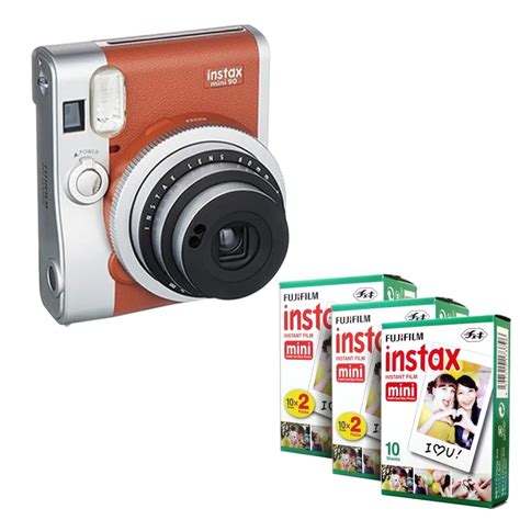 Fujifilm Instax Mini 90 Neo Classic Brown Instant Film Camera Fuji Instax Mini Instant White