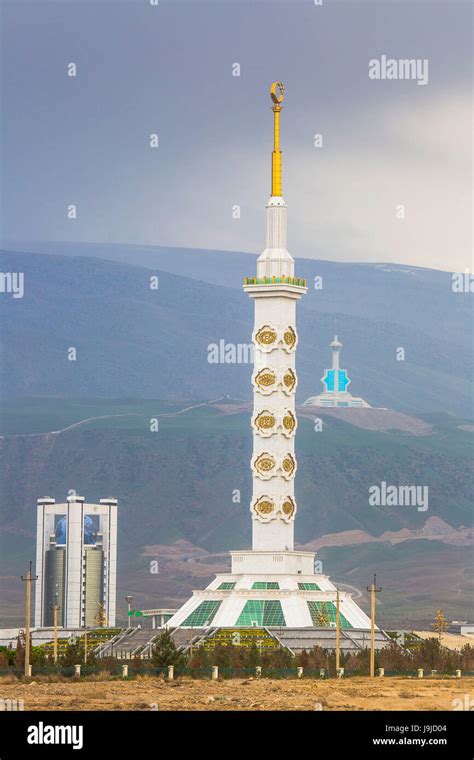 Turkmenistan Ashgabat City Constitutio Monument And Television Tower