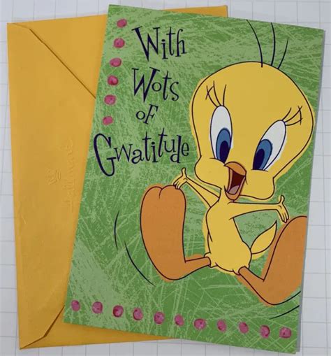 Vintage Greeting Card Looney Tunes Tweety Thank You Hallmark Ephemera