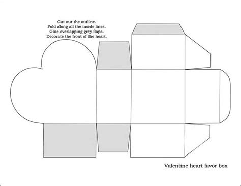 Printable Heart Box Valentine Template Printable Foldable Draw E